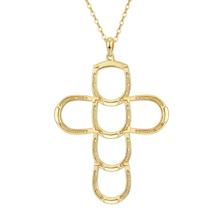 Saints and Saviors Faith Luck Gold Horseshoe Cross Necklace