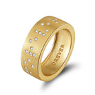 Touchstone 'Forever' Band Ring Brushed Gold with Braille Crystals