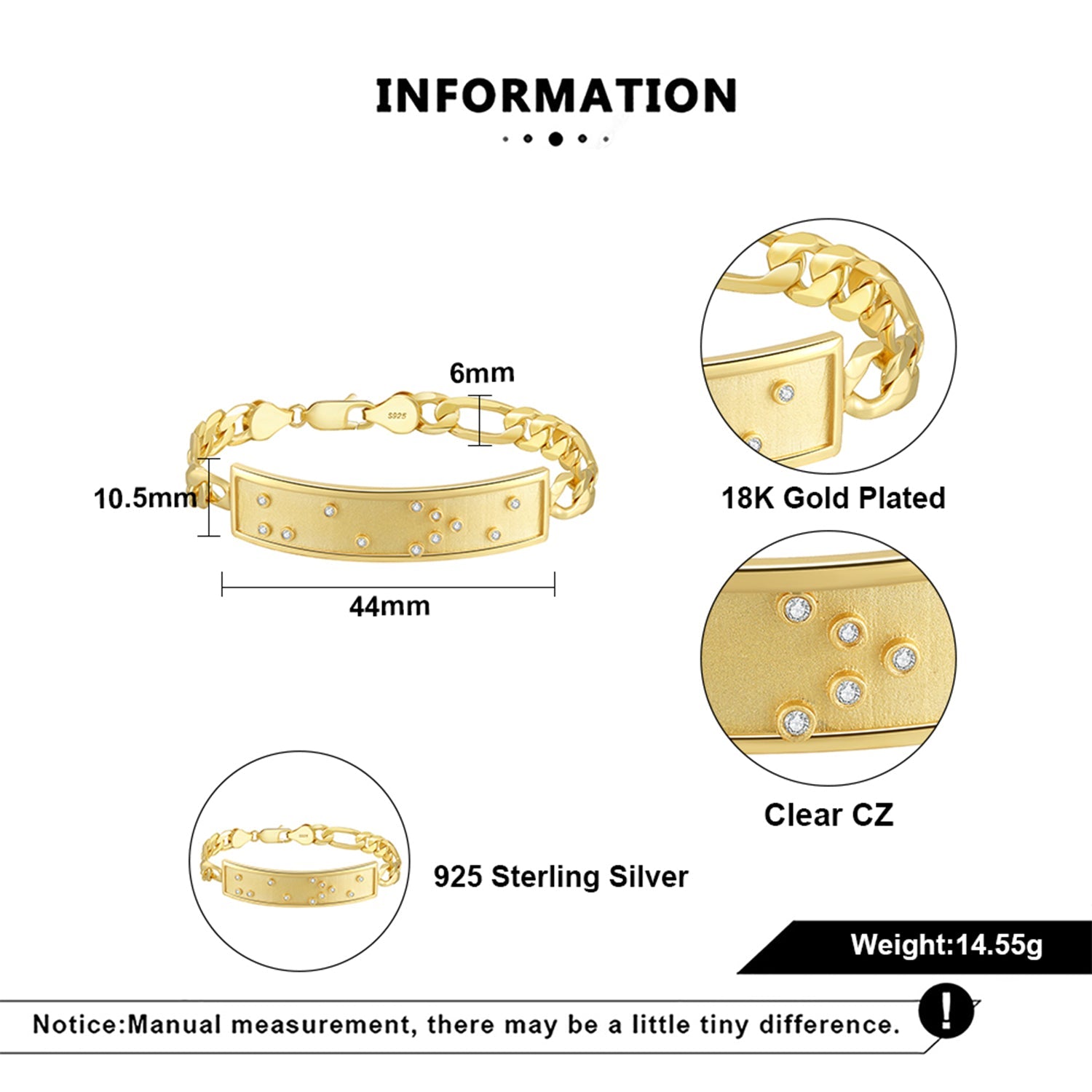 Touchstone HE>i ID Link Bracelet in Gold Specs