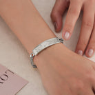 Touchstone 'HE>i' ID Link Bracelet in Silver with Braille Crystals on Model