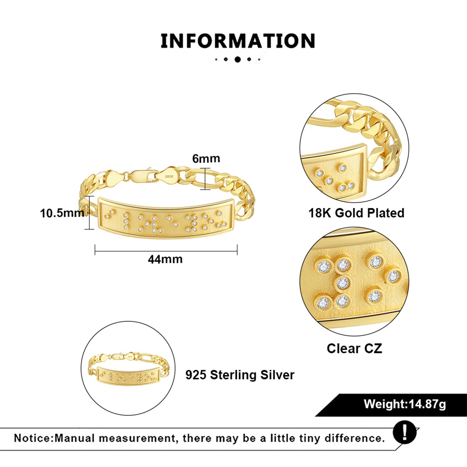Touchstone I Love You ID Link Bracelet in Gold Specs