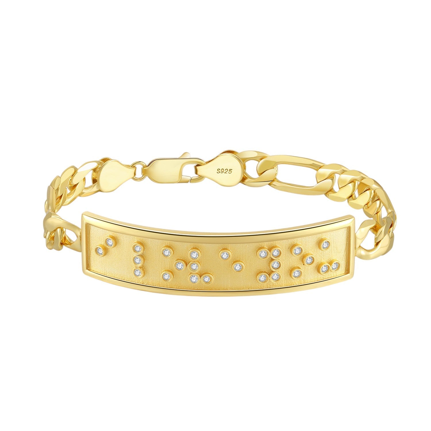 Touchstone I Love You ID Link Bracelet in Gold with Braille Crystals