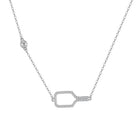 Pickleball Bella Bling Silver Paddle and Ball Necklace with Crystals
