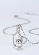 Pickleball The Volley Bling Silver Paddle and Ball Necklace with Crystals