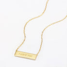 Touchstone I Love You Mini-Bar Necklace with text 'I Love You' in Gold on white surface