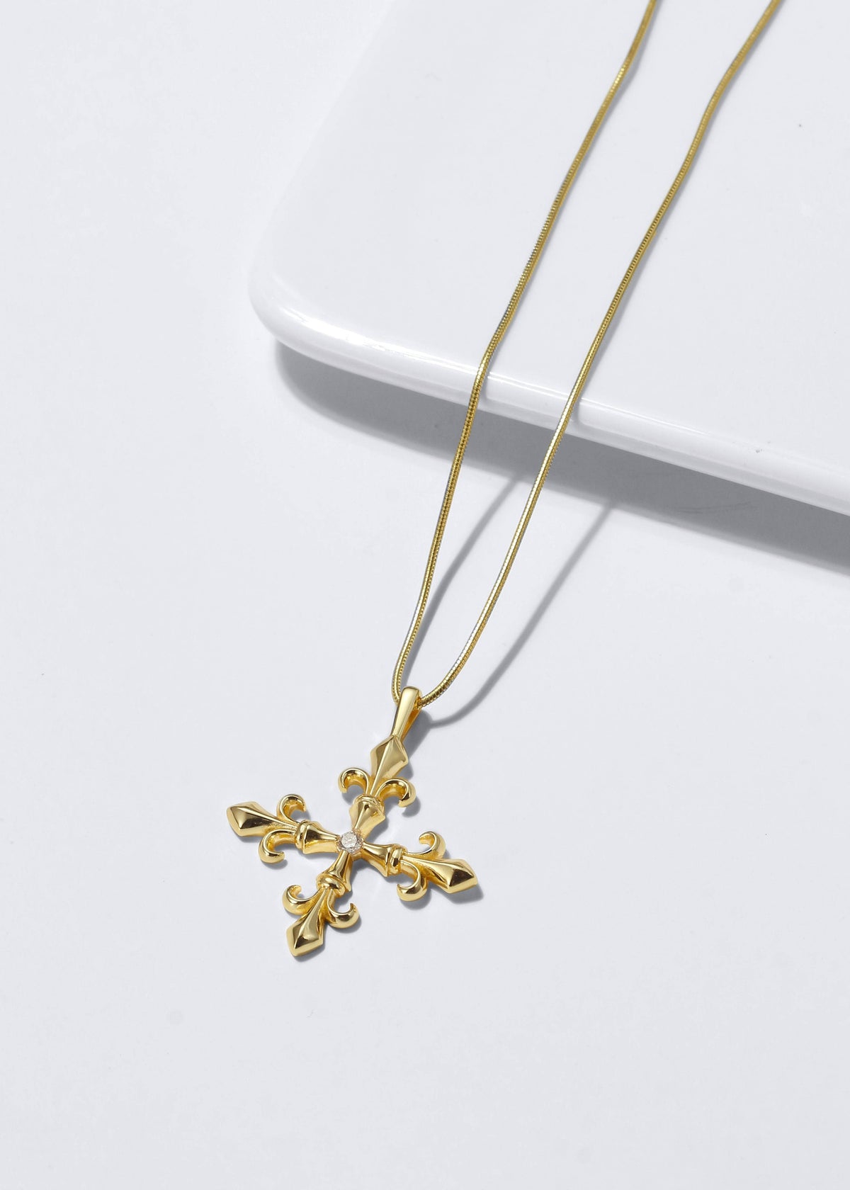 Saints and Saviors Fleur Madrigal Cross Necklace in Gold