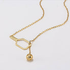 Pickleball Lariat Gold Paddle & Ball Necklace