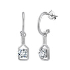 Pickleball Sparkle Paddle Hoop Earrings Silver with Large Crystal