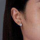 Pickleball Sparkler Paddle Stud Earrings Silver on Model