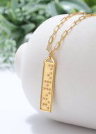 Touchstone Fearless Bar Necklace Gold in Braille Crystals