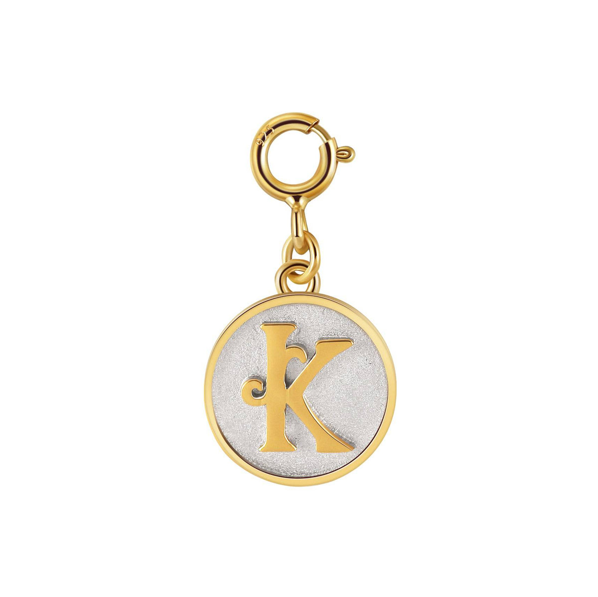 Dainty Fancy Initial Clip on Pendant Charm Letter K