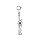 LoveMatch LOVE Tennis Clip On Charm depicting the word "LOVE" in Silver