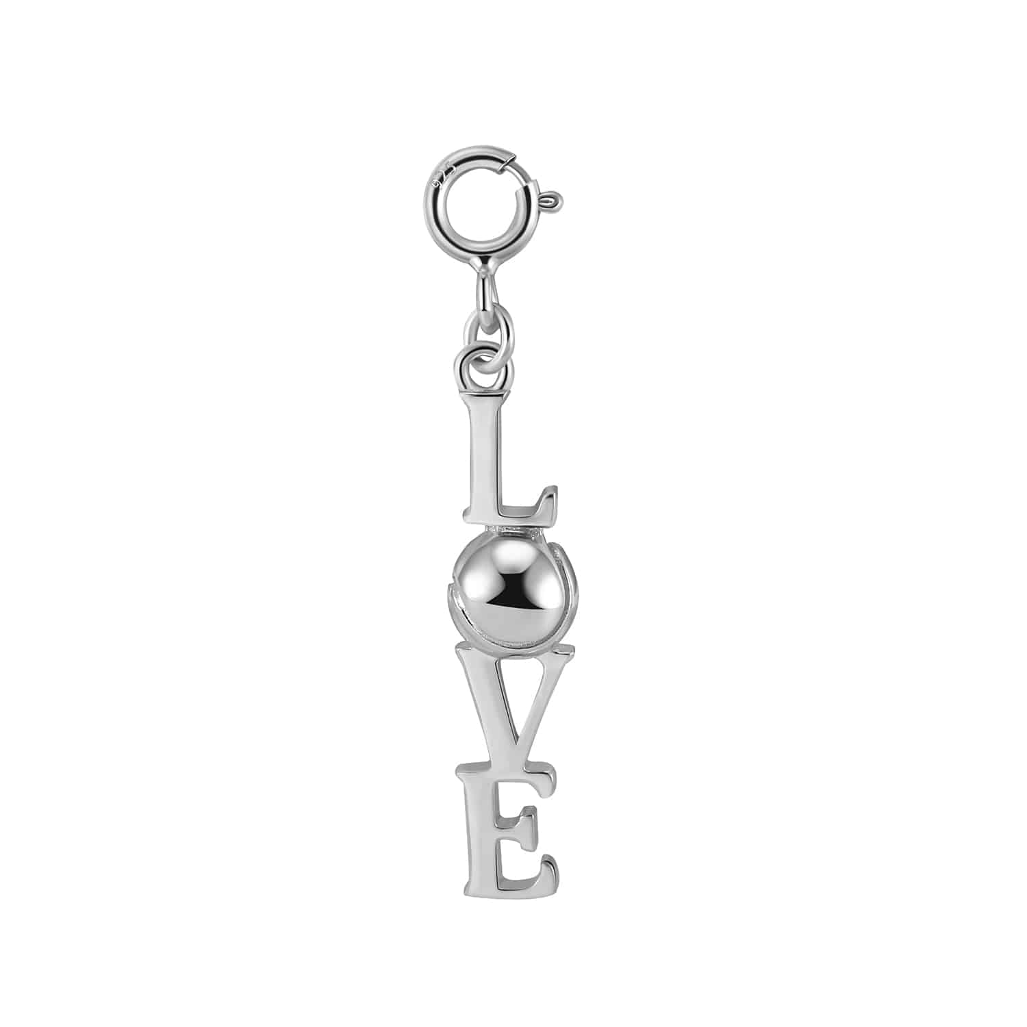 LoveMatch LOVE Tennis Clip On Charm depicting the word "LOVE" in Silver