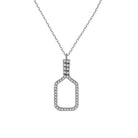 Pickleball Belle Volley FINE Necklace Solid 14k White Gold Paddle with Diamonds on dainty white gold chain