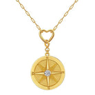 Saints and Saviors We Wander Compass Necklace Gold with Crystal