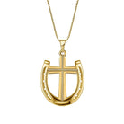Saints and Saviors Rider's Prayer Horseshoe Cross Gold Necklace
