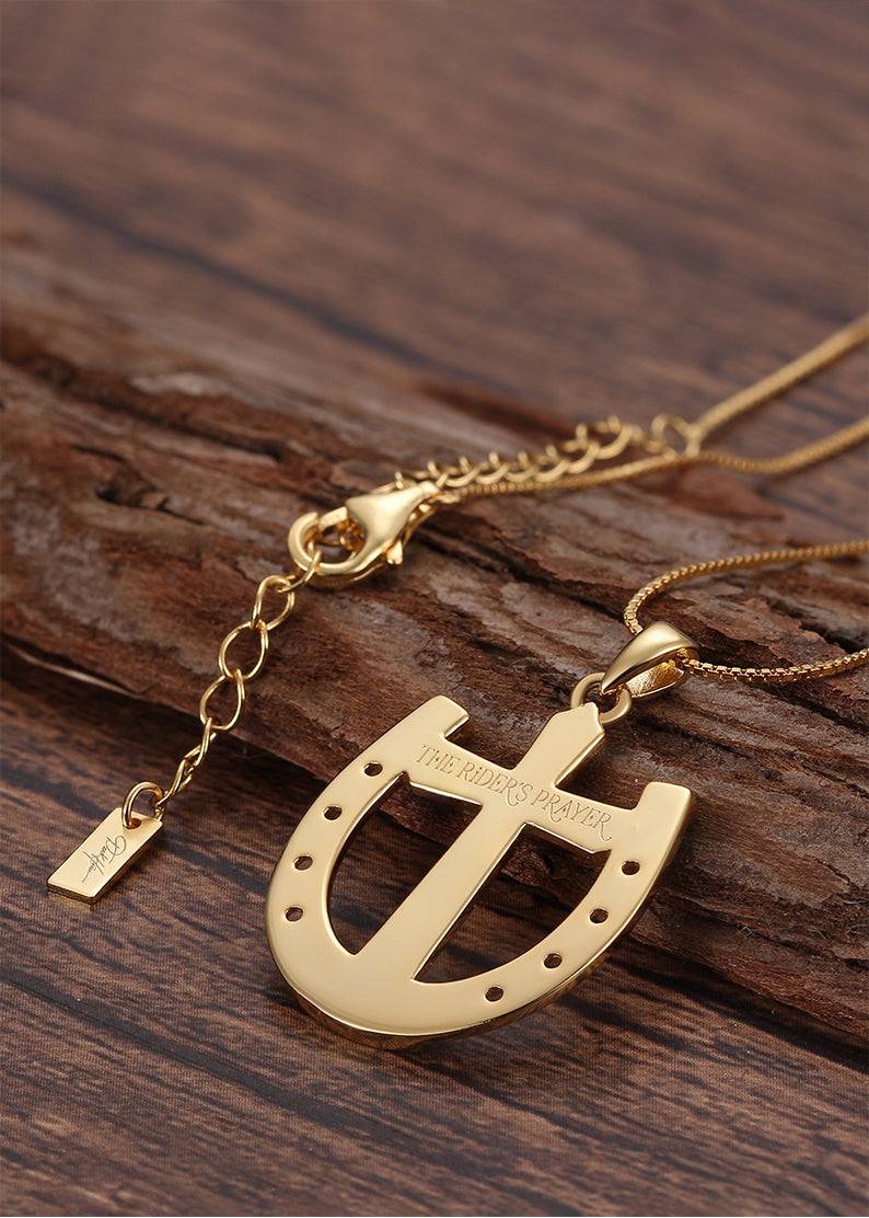 Saints and Saviors Rider's Prayer Gold Necklace
