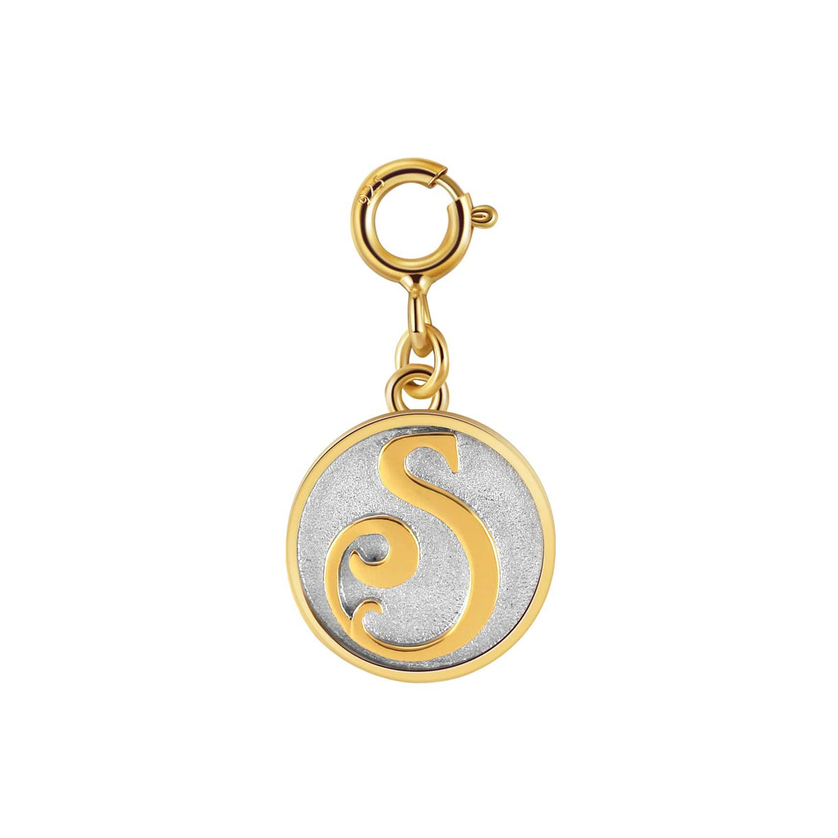 Dainty Fancy Initial Clip on Pendant Charm Letter S