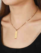 Touchstone Beloved Bar Necklace Gold on model
