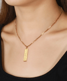 Touchstone Fearless Bar Necklace Gold on model