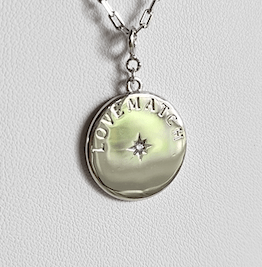 LoveMatch Tennis Heart Disc Charm Silver reverse side