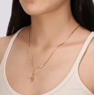 Pickleball Lariat PLUS Gold Paddle and Ball Necklace on model