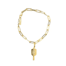 Pickleball Paddle Charm Gold Link Chain Bracelet