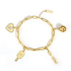 Pickleball Pickle Me Charmed with DINK, Paddle, Ball, Heart Charms Bracelet Gold