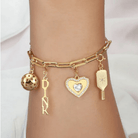 Pickleball Pickle Me Charmed Bracelet Gold on Model