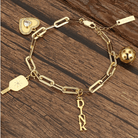 Pickleball Pickle Me Charmed with Paddle, "DINK", Ball and Heart Charms Bracelet Gold