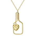 Pickleball Heart in Paddle Necklace Gold