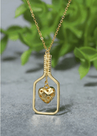 Pickleball Heart in Paddle Necklace Gold