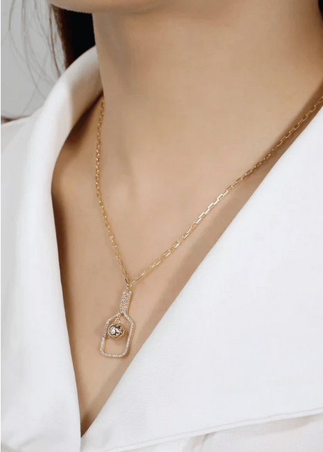Pickleball The Volley Plus Gold Necklace on Model
