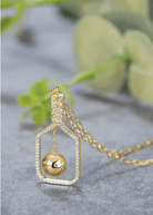 Pickleball The Volley Plus Gold Paddle and Ball Necklace with Crystals