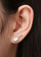 LoveMatch Tennis Racquet Bling Stud Earrings Silver on model