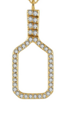 Pickleball Paddle Bling Clip-on Charm Gold with Crystals