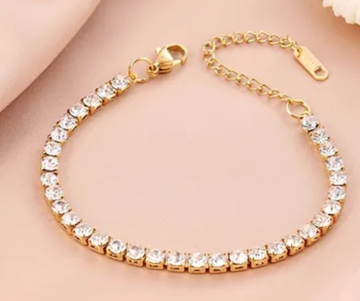 Bracelet Tennis Style Crystal and Gold