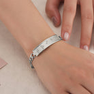 Touchstone 'Tribe' in Braille Crystals ID Link Bracelet in Silver on Model