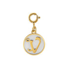 Dainty Fancy Initial Clip on Pendant Charm Letter V