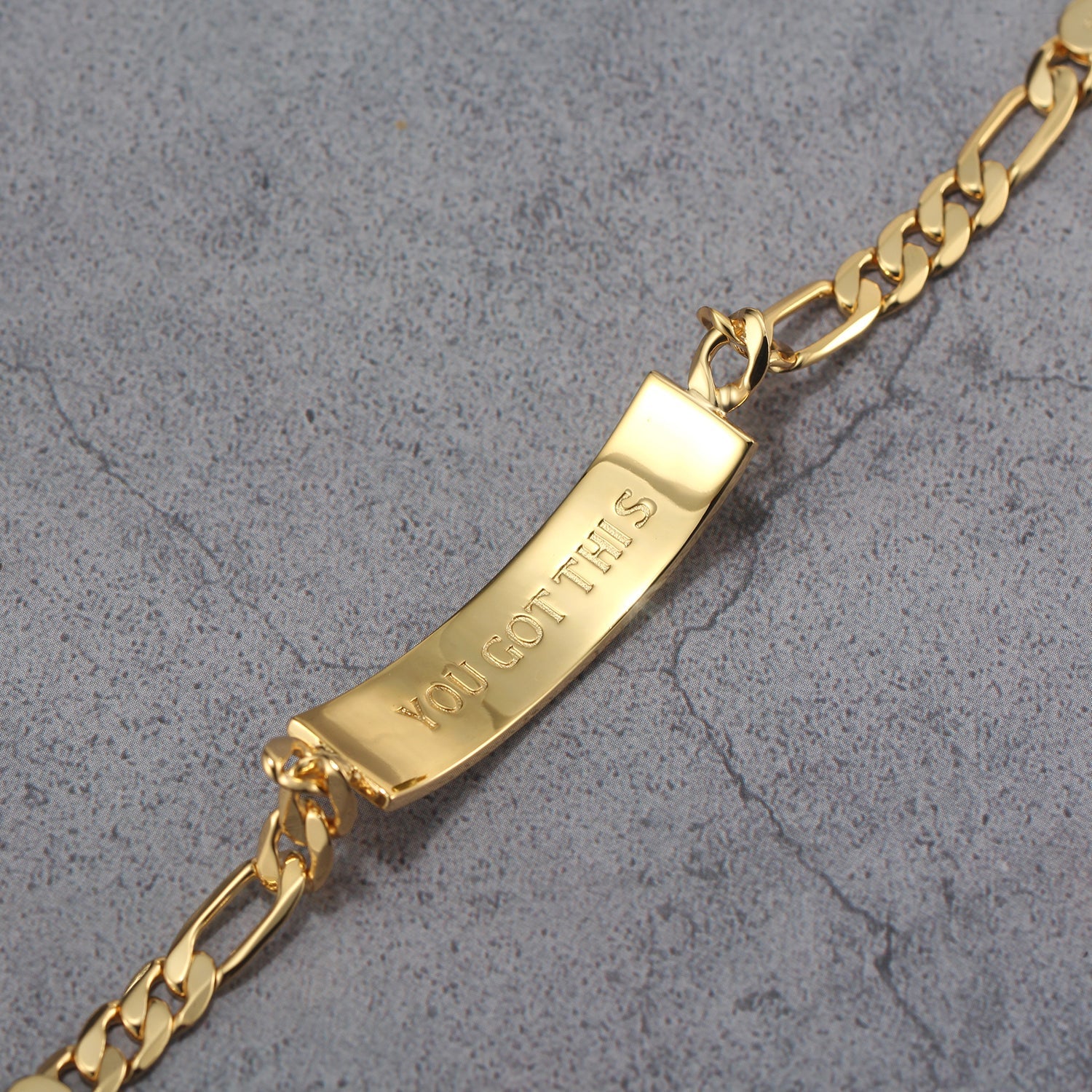 Touchstone 'You Got This' Engraved Inside ID Link Bracelet in Gold