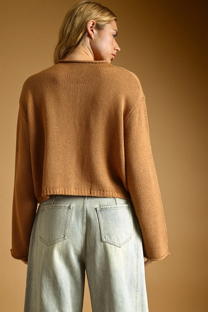 Miou Muse | Gina Button Front Sweater - Caramel | Sweetest Stitch