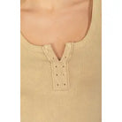 Beige Y2K Washed Casual Fitted Tank Top