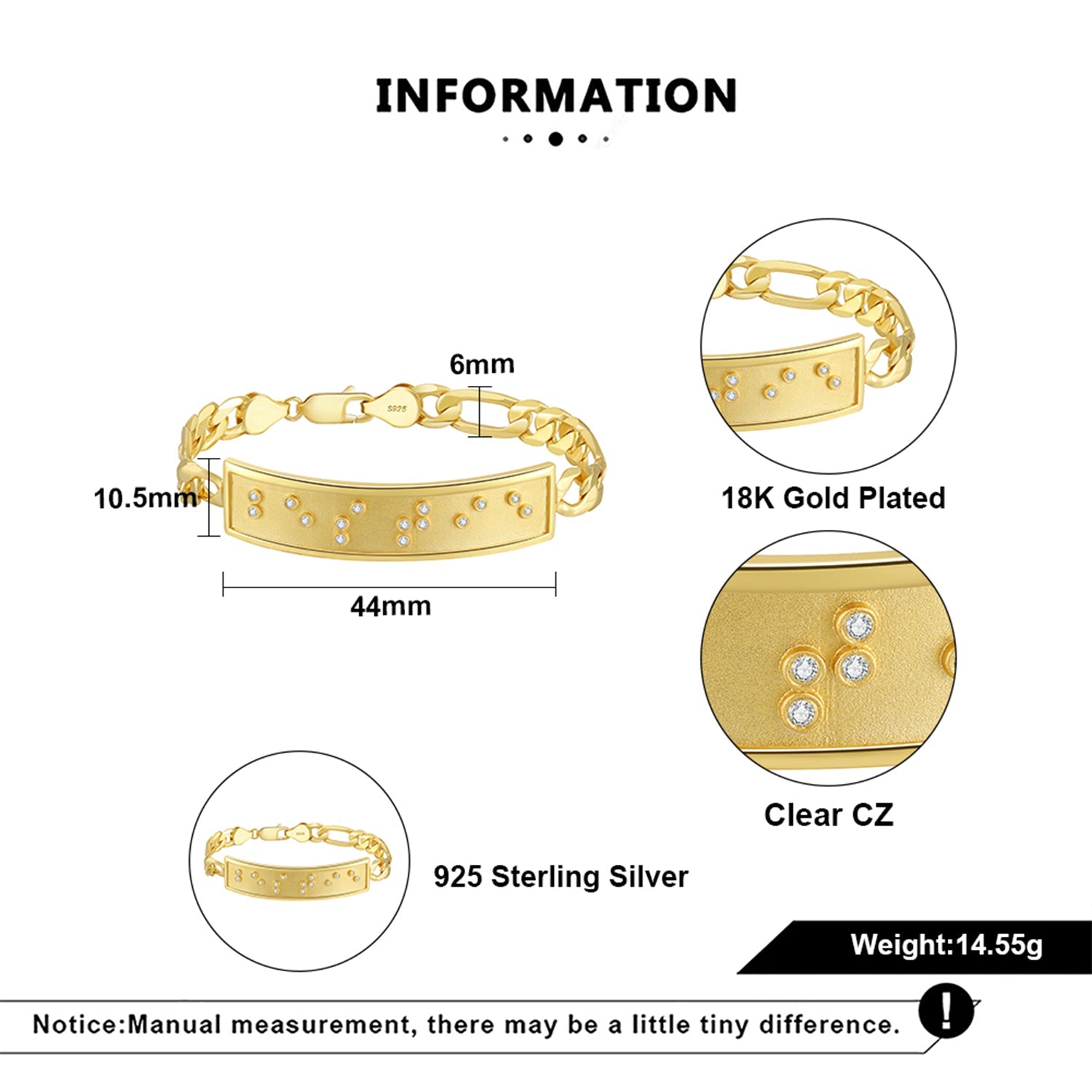 Touchstone Bestie ID Link Bracelet in Gold Specs