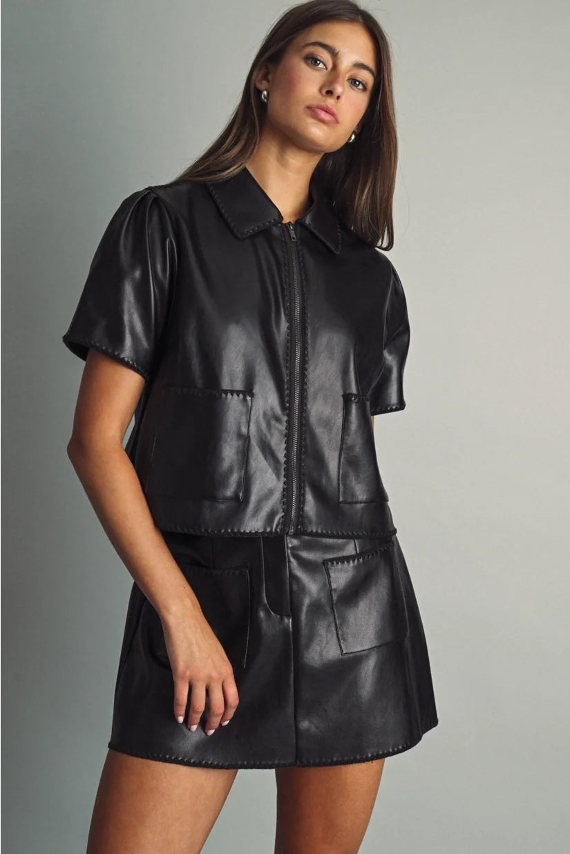 Miou Muse | Miranda Faux Leather Mini Skirt | Sweetest Stitch Boutique