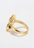 Saints & Saviors Gold Deni Fleur de Lis Onyx Ring side view