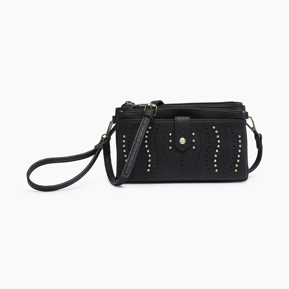 Black Jen & Co Ayra Studded Front Wallet/Clutch - Athena's Fashion Boutique