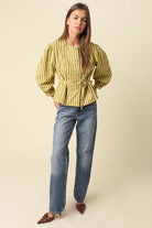 Olivaceous | Benica Stripe Belted Top | Sweetest Stitch Boutique RVA