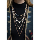 Glass Bead and Metal Charms Multi 5  Strand Necklace - Athena's Fashion Boutique