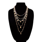 Glass Bead and Metal Charms Multi 5  Strand Necklace - Athena's Fashion Boutique