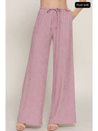Women's Pink Drawstring Crinkle Long Pants